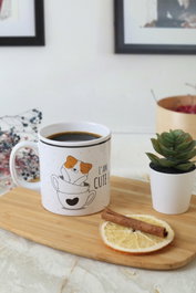 Hermia Taza de Gres Cerámico 345 ml Blanco, Negro y Naranja